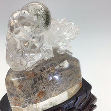 Load image into Gallery viewer, Golden Healer Quartz Pixiu with Custom Carved Wood Stand
