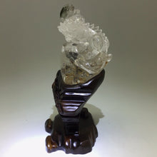 Load image into Gallery viewer, Golden Healer Quartz Pixiu with Custom Carved Wood Stand
