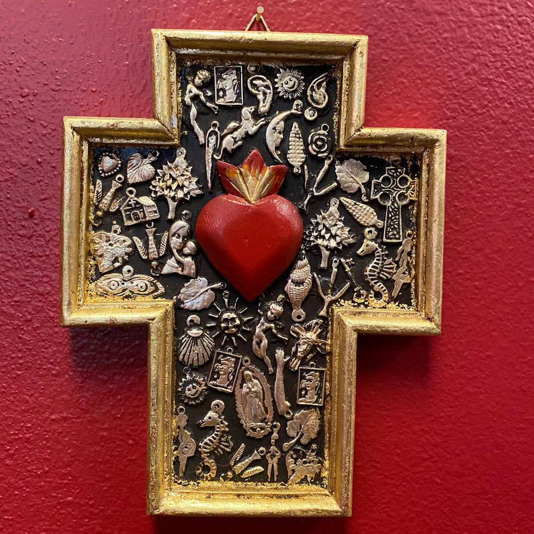 Gold Leaf Hand Carved Milagro Cross
