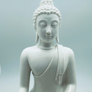 White Porcelain Sukothai Style Seated Buddha
