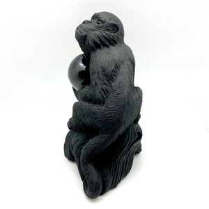 Hand Carved Obsidian Monkey (Large)