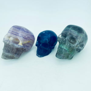 Hand Carved Fluorite Skulls