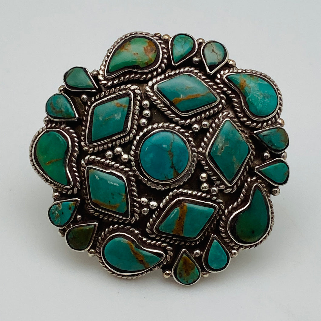 Turquoise Cluster Ring Size 6