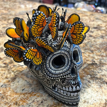 Load image into Gallery viewer, Black and Silver Monarch Skull, Mexico
