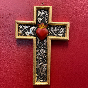 Gold Leaf Hand Carved Milagro Cross